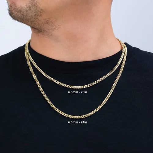 Vista 2 de Nuragold Collar con colgante de cadena de eslabones cubanos Miami de oro amarillo de 10 quilates de 0.177 in, joyería para hombre y mujer, joyería