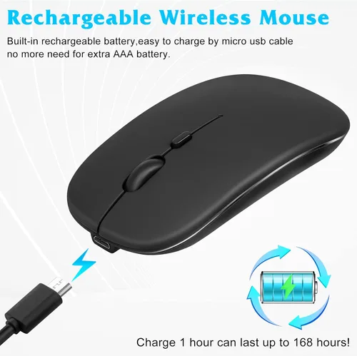 Vista 7 de UrbanX Mouse recargable Bluetooth para ASUS TUF Gaming Laptop Bluetooth Mouse inalámbrico diseñado para laptop/PC/Mac/iPad