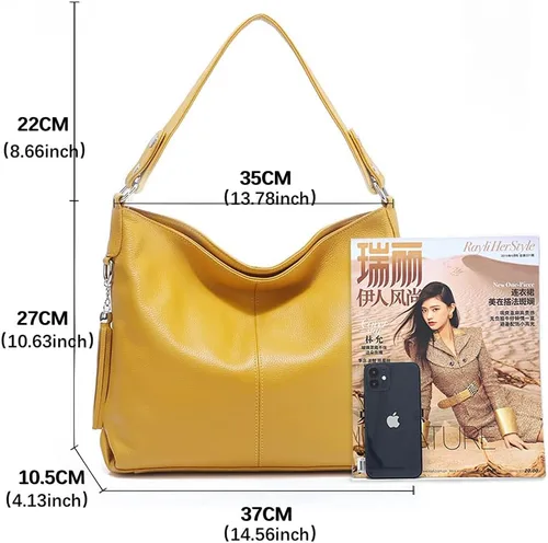 Vista 38 de Moda suave cuero genuino borla mujer bolso señoras hombro mensajero hobo bolso
