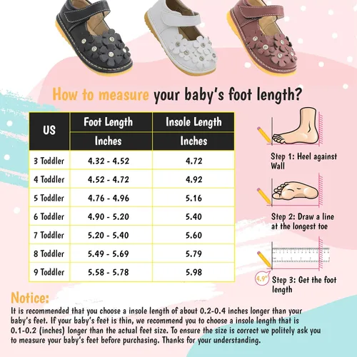 Vista 7 de Little Mae's Boutique Mary Jane - Zapatos chirriantes para niñas pequeñas, ideales para caminar con chirriador extraíble y correa ajustable, zapatos