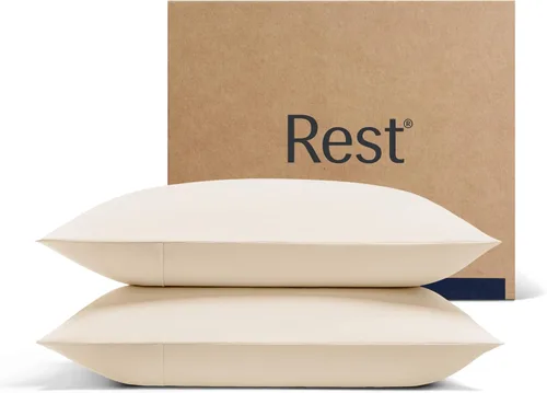 Vista 17 de REST® Evercool®+ Fundas de almohada refrescantes estándar, 2 fundas de almohada para piel sensible, tela con infusión de plata para un sueño