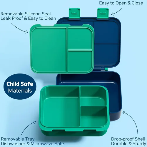 Vista 6 de Fimibuke Lonchera Bento de 32 onzas para niños con termo de 12 onzas, bolsa de almuerzo aislada y bolsa de hielo, contenedor de comida de 3