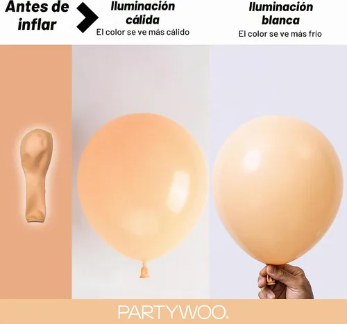 Vista 3 de PartyWoo - Globos nude de 140 piezas en diferentes tamaños de 18, 12, 10, 5 pulgadas, kit de arco de globos de color neutro y melocotón estilo boho