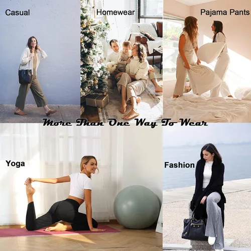 Vista 6 de ASIMOON Pantalones de yoga para mujer, suaves, cómodos, elásticos, sueltos, rectos, casuales, atléticos, para correr, entrenar, descansar