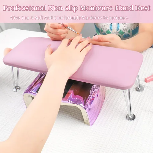 Vista 12 de Reposabrazos para uñas, reposabrazos de cuero de microfibra para uñas acrílicas, mesa de descanso de brazos con cojín de almohada para manicura