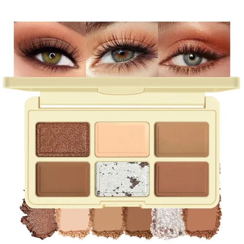 Vista 13 de KYDA Paleta de sombra de ojos Netural Nude de 5 colores con pincel, sombra de ojos marrón mate, paleta de ojos mate, regalo de maquillaje de ojos