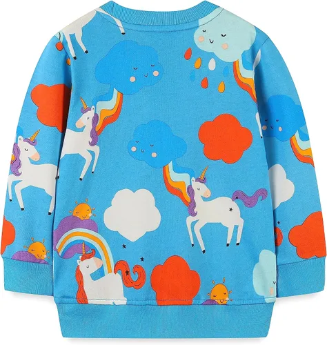 Vista 2 de HILEELANG Sudaderas de algodón para niña, estilo casual, cuello redondo, manga larga, suéter