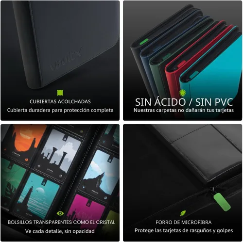 Vista 6 de Vault X Carpeta de tarjetas coleccionables con cremallera de 12 bolsillos Negro