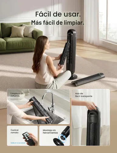 Vista 6 de DREO Ventilador de torre para dormitorio, velocidad de 28 pies/s