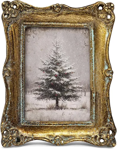 Vista 13 de Marco de fotos pequeño vintage con diseño de muñeco de nieve