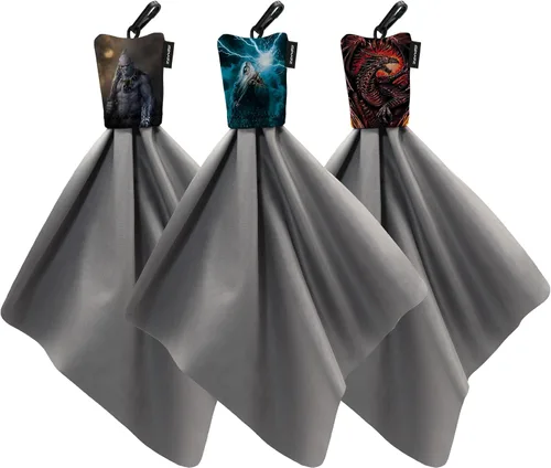 Vista 17 de SPUDZ Paquete variado clásico Tres toallas de microfibra de 10 x 10 pulgadas con bolsas de neopreno Paños de limpieza de microfibra premium