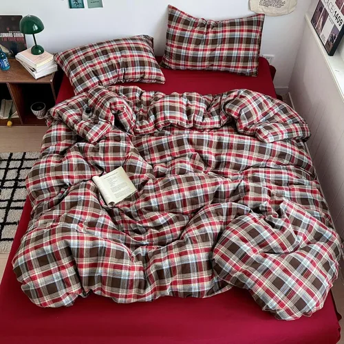 Vista 252 de mixinni Juego de funda de edredón vintage a rayas, tamaño twin, juego de ropa de cama de 3 piezas, 100% algodón lavado, suave y transpirable, funda