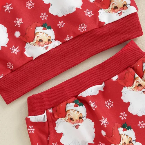 Vista 5 de Ropa de Navidad para bebé de dibujos animados, estampado de hombre de jengibre, sudadera de manga larga, pantalones, 2 piezas