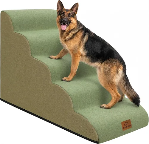 Vista 25 de Zerbuger Rampa para perros y escaleras para cama, beige de 3 escalones
