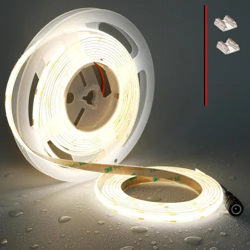 Vista 15 de TOPAI Tira de luz LED COB de 12 V, 3000 K, blanco cálido, impermeable, IP65, 480 LEDs/M, súper brillante, 4000 lúmenes, CRI>90, 16.4 pies, sin