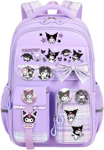 Vista 13 de Mochila Vivixilan Kawaii, Resistente al Agua y Transpirable con Múltiples Bolsillos, Adecuada para Viajes y como Regalo de Cumpleaños, Morado-04