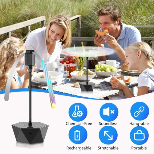 Vista 3 de Ventiladores Repelentes de Moscas para Mesas Recargables para Interiores y Exteriores para Mantener las Moscas Alejadas, Spinner de Mesa con Aspas