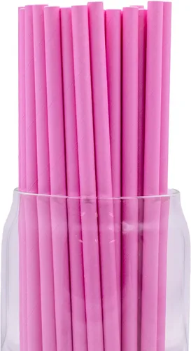Vista 17 de Paquete de 150 pajitas de papel biodegradables de 4 capas de cheurón rosa bebé (compostables, no tóxicas, sin BPA)