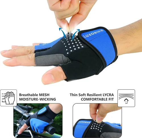 Vista 3 de Guantes de ciclismo para bicicleta de montaña para hombre, amortiguadores de gel SBR acolchados, palma antideslizante, ultra transpirables