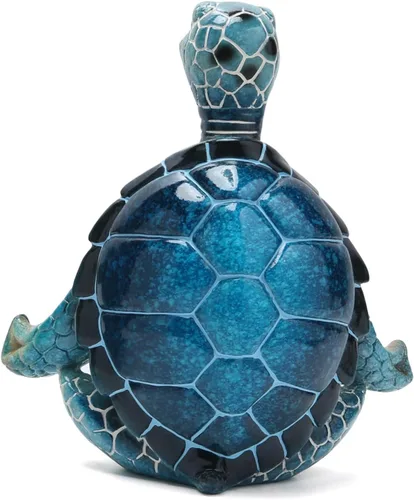 Vista 3 de Hodao Figura de tortuga de yoga, meditación, escultura de tortuga marina para decoración del hogar del océano costero, regalo zen relajante
