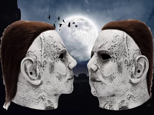 Vista 5 de WPOZD Máscara de Michael Myers de Michael Myers, máscara de Halloween para adultos y niños, para fiesta de Halloween, cosplay, máscara de miedo.
