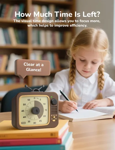 Vista 6 de LIORQUE Temporizador Visual para Niños con Función de Pausa, Temporizadores de Cuenta Regresiva de 60 Minutos para Aula, Oficina, Cocina