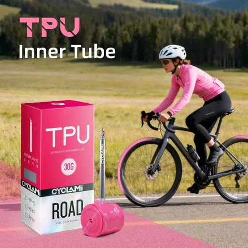 Vista 2 de Tubos interiores de TPU de 700 x 18-32C, tubos interiores mejorados, ultraligeros de 1.06 onzas (1.06 oz), con válvula de metal Presta