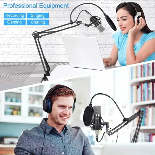 Vista 8 de Brazo de Micrófono, Aokeo AK-35 - Soporte de Micrófono de Escritorio; Soporte de Brazo de Tijera con Suspensión para Micrófono para Blue Yeti, Blue