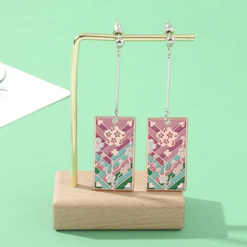 Vista 7 de Kimetsu no Yaiba Tanjiro - Aretes de anime Hanafuda - Regalos de cosplay para hombres mujeres y niñas niños Zinc No es una piedra preciosa