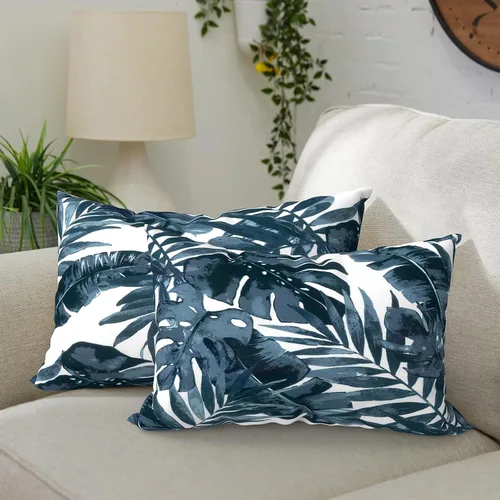 Vista 48 de DYTXIII Paquete de 2 almohadas lumbares impermeables para exteriores con rellenos, 12 x 20 pulgadas, almohada decorativa rectangular para patio
