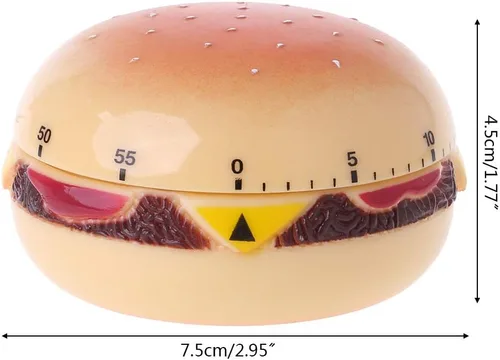 Vista 5 de Hamburger 60 temporizador mecánico cuenta atrás alarma cocina cocina recordatorio a
