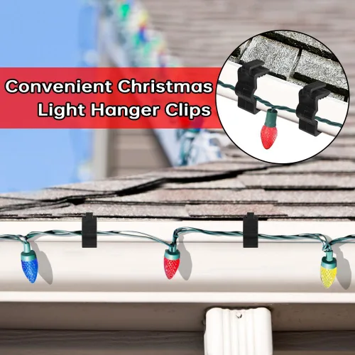 Vista 4 de FONUNO Clips para colgar luces navideñas de 7/8 pulgadas, ganchos para tablero de fascia, ganchos para decoración de Navidad, valla de canalón
