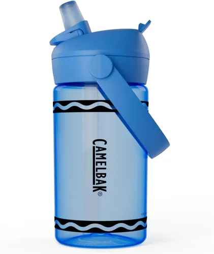 Vista 2 de CamelBak Crayola Flip Straw Kids Tritan Renew Botella de agua Cerulean, 14 onzas