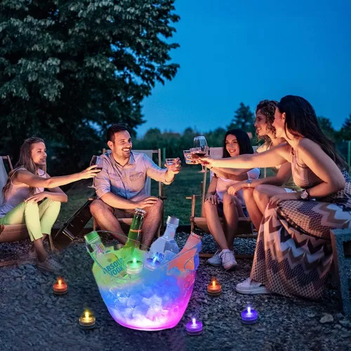 Vista 7 de Luces LED sumergibles azules, mini luces LED impermeables (paquete de 12)