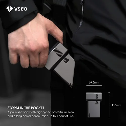 Vista 4 de VSGO Soplador electrónico portátil recargable eléctrico plumero de aire 100000 RPM Palm Turbo Soplador compatible para cámara, lente, teclado