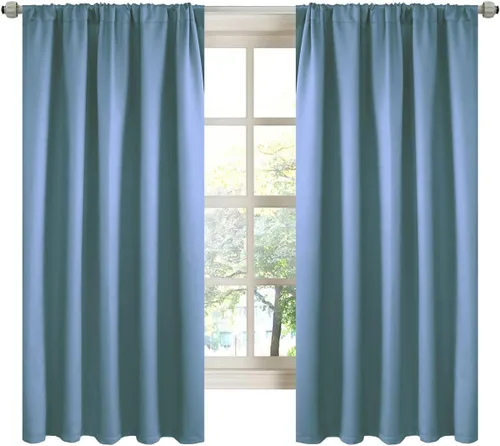 Vista 20 de LA PALMA Cortinas opacas con bolsillo para cortinero para sala de estar, bloqueo de luz, aislamiento térmico, reducción de ruido, cortinas de Aqua