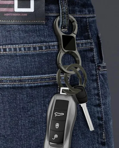 Vista 6 de Idakekiy Llavero de liberación rápida con 4 llaveros, organizador de llavero de coche resistente para hombres y mujeres