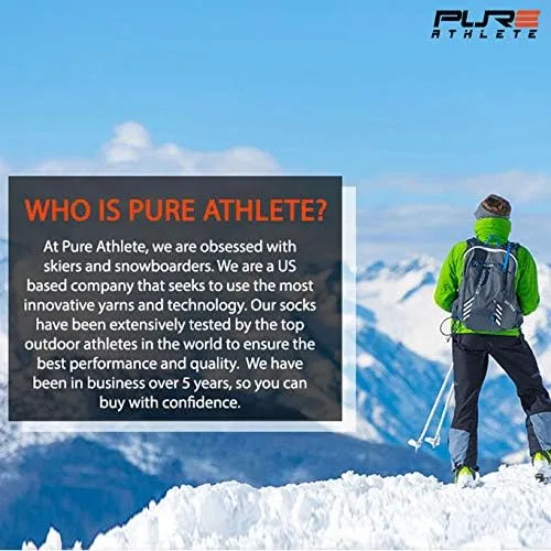 Vista 8 de Pure Athlete Calcetines de esquí de lana cálida de invierno Paquete de snowboard merino para mujer