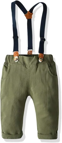 Vista 4 de Traje de Navidad para bebés y niños, camisa con corbatín, mameluco, tirantes, pantalones cortos, para boda, fiesta de cumpleaños, esmoquin, traje