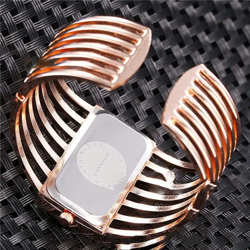 Vista 7 de Relojes de lujo para mujer, analógico de cuarzo, reloj de pulsera rectangular, reloj de pulsera de negocios, casual, de moda, para mujer