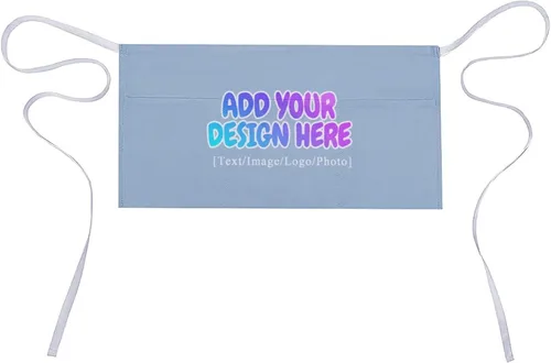 Vista 157 de AXKEUDO Delantal personalizado con bolsillos, delantales de cintura para camarera para cocinar en casa, restaurante, servir trabajo