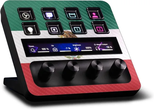 Vista 4 de MightySkins - Piel de fibra de carbono compatible con Elgato Stream Deck + Marble Magma Acabado de fibra de carbono texturizado protector