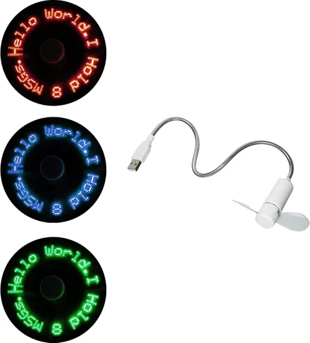 Vista 9 de PowerTRC Ventilador de mensajes programable LED con dibujo personalizado, alimentado por USB (LED azul)