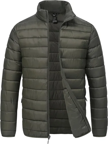 Vista 12 de Rapoo Chaquetas acolchadas para hombre, chaquetas de invierno ligeras, resistentes al agua, resistentes al viento, aisladas