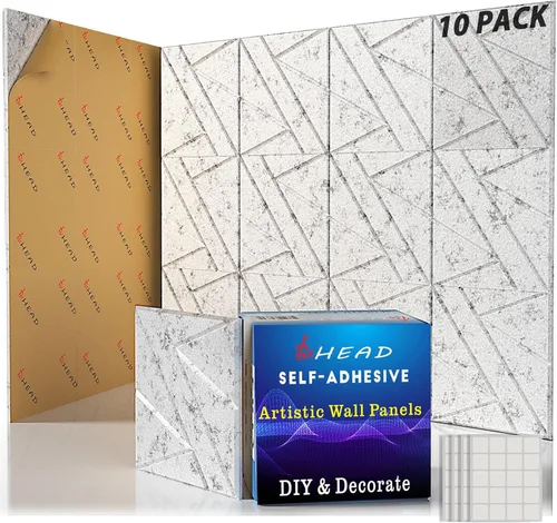 Vista 35 de Paneles Acústicos de Pared Grandes 47.2"x23.6"x1.57" Paquete de 4, Paneles de Prueba de Sonido DIY 3D con Ondas para Paredes, Paneles de Pared