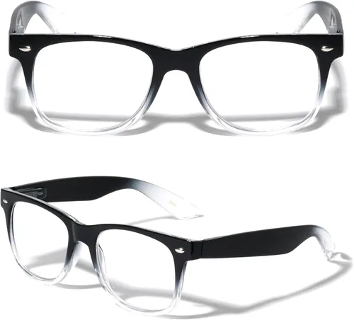 Vista 11 de 2 pares de anteojos de lectura transparentes de color neón de lujo, cómodos y elegantes para lectores simples