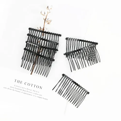 Vista 5 de Lawie Paquete de 30 peines laterales de metal plateado, dorado y negro, 15 dientes, pinzas para el cabello con alambre giratorio, para boda, velo