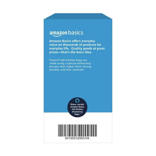 Vista 6 de Amazon Basics Flextra Strength - Bolsas de basura altas con cordón para cocina, aroma fresco, resistentes a desgarros, 13 galones, 50