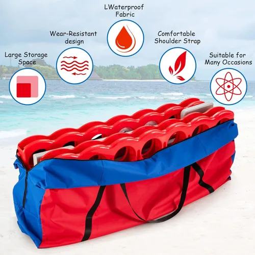 Vista 2 de COSTWAY Juego gigante gigante de 4 a puntuación con bolsa de transporte, juego de 2.5 pies para interiores y exteriores con aro de baloncesto, juego