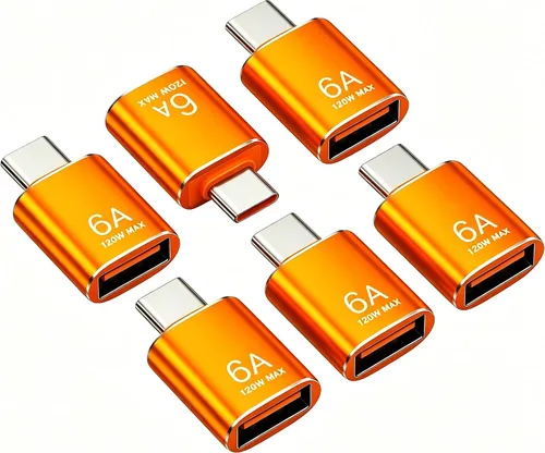 Vista 22 de BOMIE Adaptador USB C a USB, paquete de 10 unidades, 6A 120 W, carga rápida, transferencia de datos de 10 Gbps, USB C macho a USB 3.2 hembra OTG